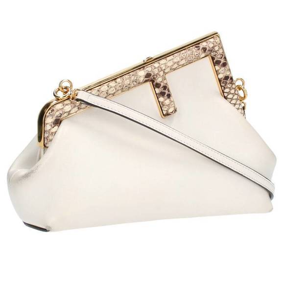 Fendi Small Python Switch Leather Shoulder Bag White - Picture 1 of 6